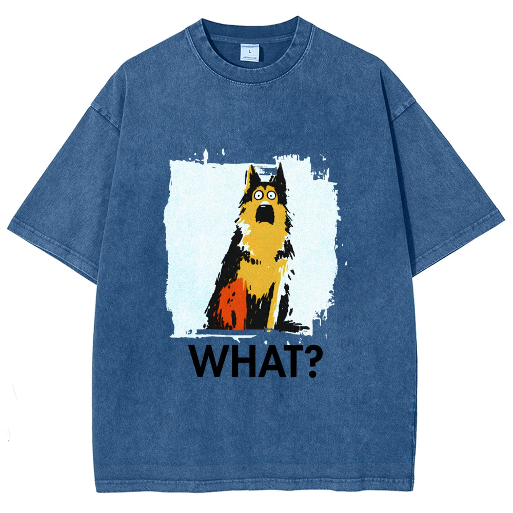Unisex German Shepherd What Dog Printed Washed Tee