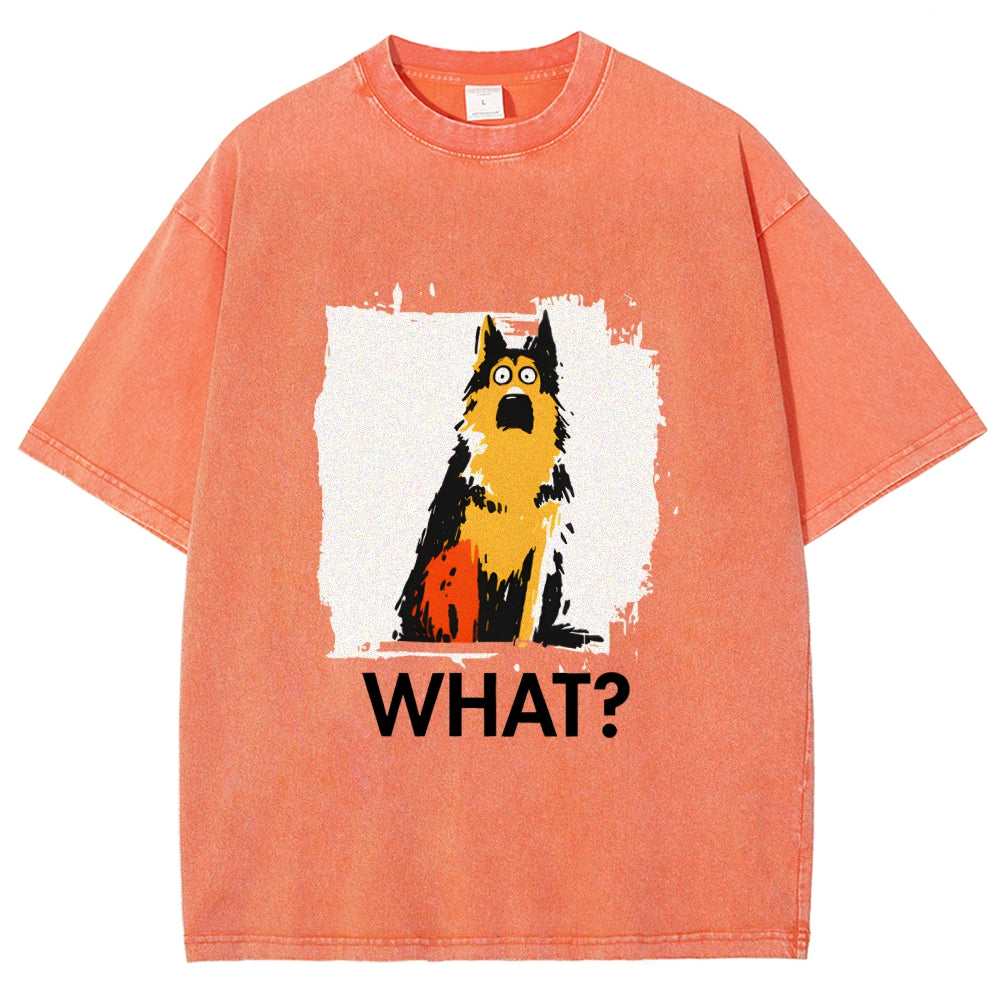 Unisex German Shepherd What Dog Printed Washed Tee