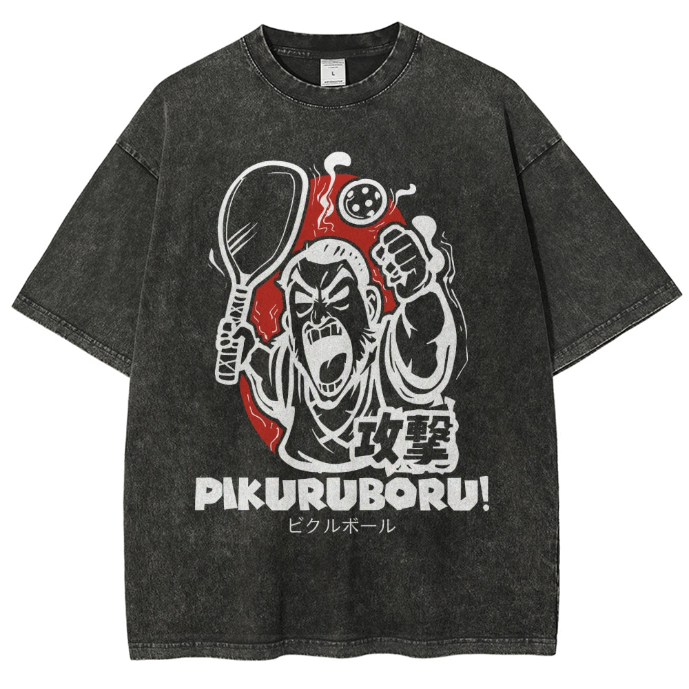 Angry Pikuruboru Pickleball Washed T-Shirt