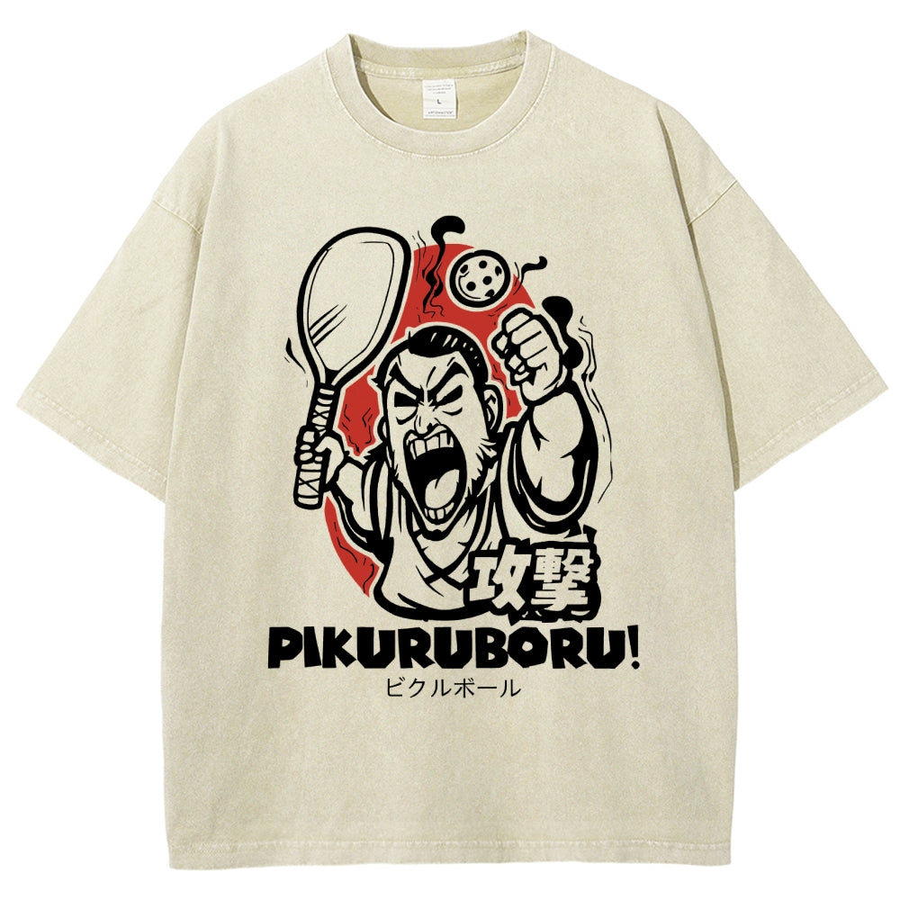 Angry Pikuruboru Pickleball Washed T-Shirt