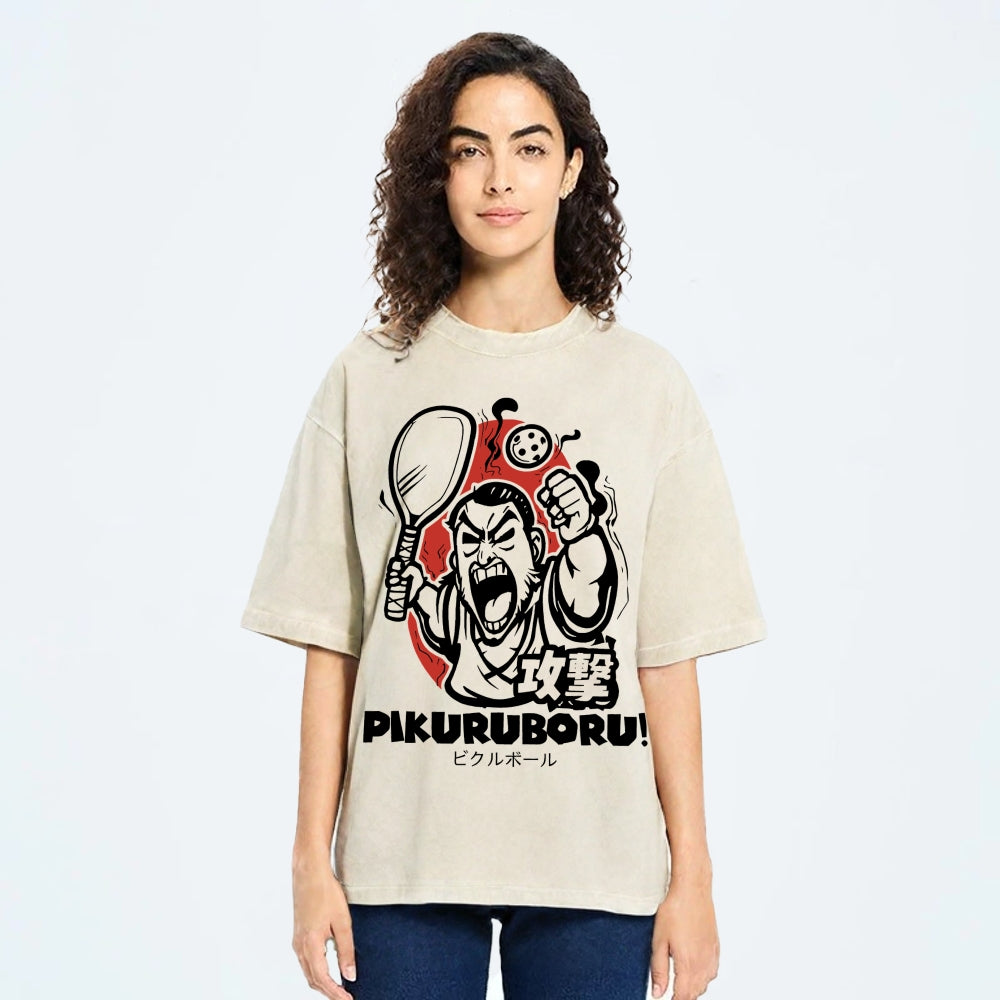 Angry Pikuruboru Pickleball Washed T-Shirt