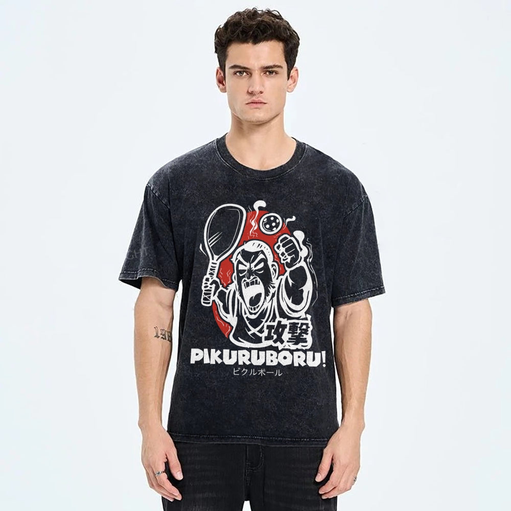 Angry Pikuruboru Pickleball Washed T-Shirt