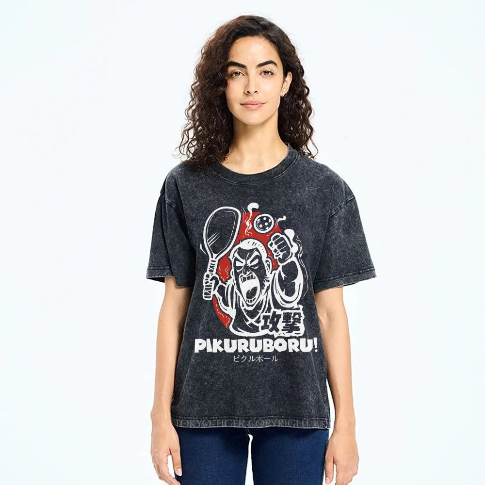 Angry Pikuruboru Pickleball Washed T-Shirt