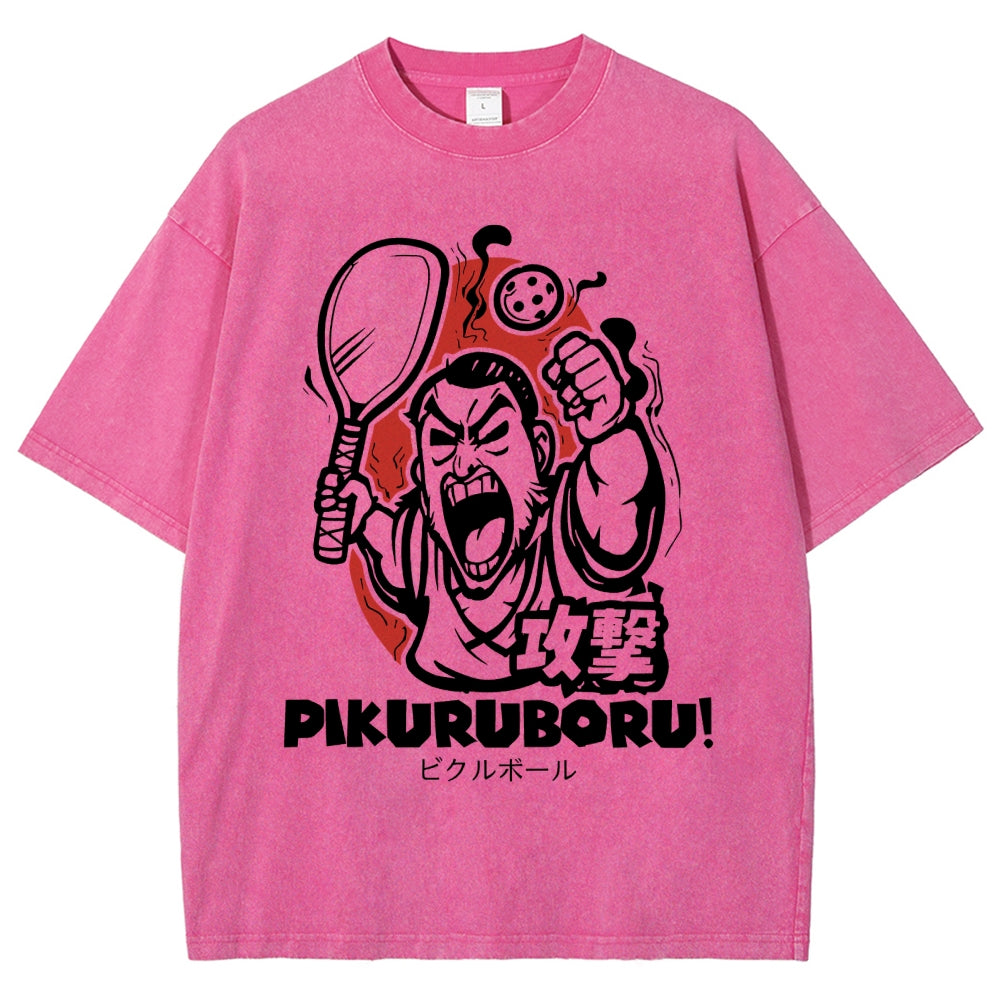 Angry Pikuruboru Pickleball Washed T-Shirt
