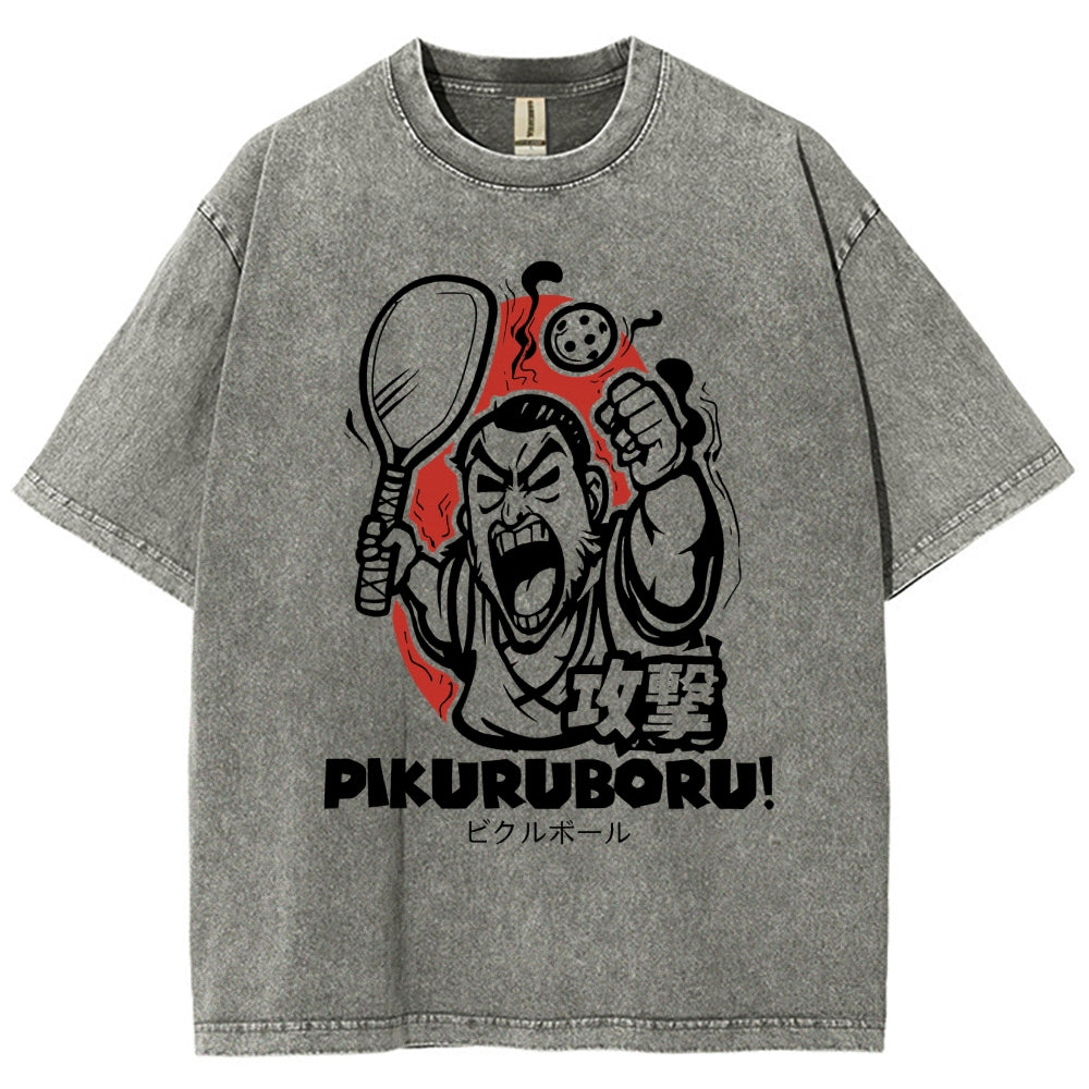 Angry Pikuruboru Pickleball Washed T-Shirt