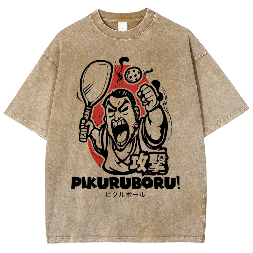 Angry Pikuruboru Pickleball Washed T-Shirt