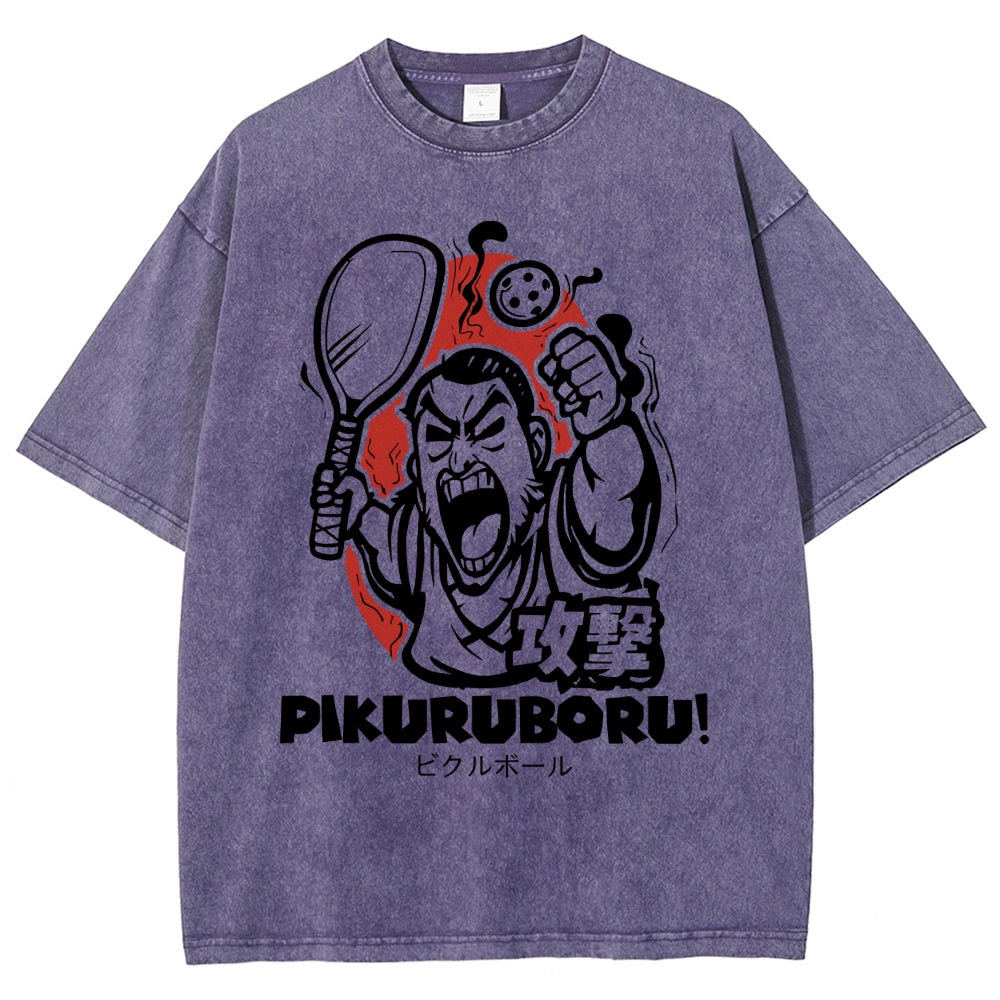 Angry Pikuruboru Pickleball Washed T-Shirt
