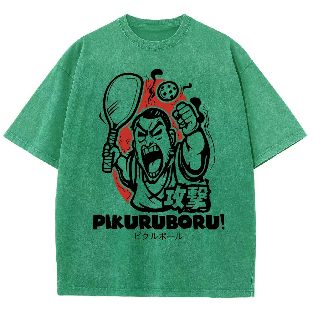Angry Pikuruboru Pickleball Washed T-Shirt