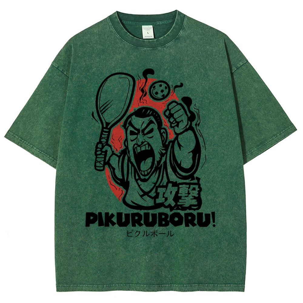 Angry Pikuruboru Pickleball Washed T-Shirt
