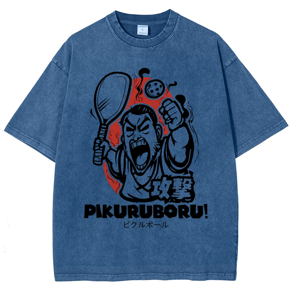 Angry Pikuruboru Pickleball Washed T-Shirt