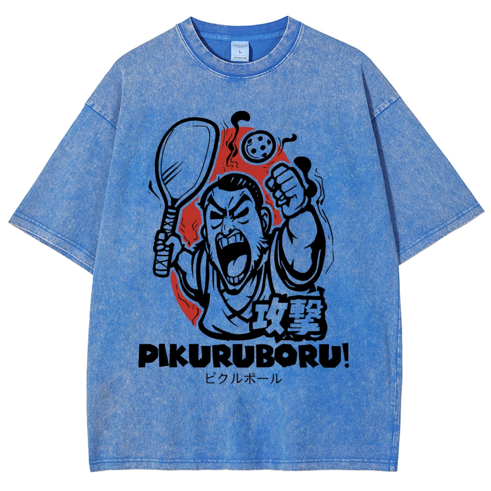 Angry Pikuruboru Pickleball Washed T-Shirt