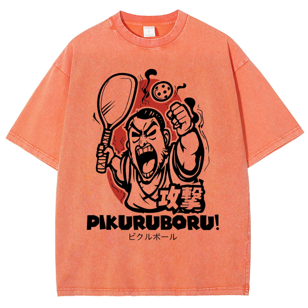 Angry Pikuruboru Pickleball Washed T-Shirt