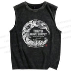 Unisex Ride the Wave Printed Washed Tank Top