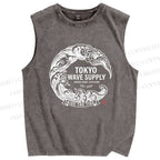 Unisex Ride the Wave Printed Washed Tank Top