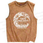 Unisex Ride the Wave Printed Washed Tank Top