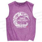 Unisex Ride the Wave Printed Washed Tank Top