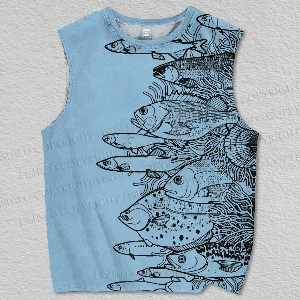 Unisex Fish in Ocean Printed Tank Top