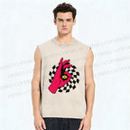 Unisex Psychedelic Eye Printed Washed Tank Top