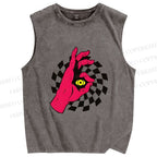 Unisex Psychedelic Eye Printed Washed Tank Top