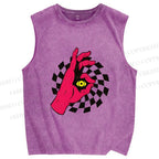 Unisex Psychedelic Eye Printed Washed Tank Top