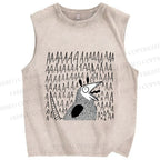 Unisex Screaming Opossum Printed Washed Tank Top