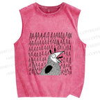 Unisex Screaming Opossum Printed Washed Tank Top