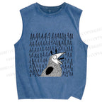 Unisex Screaming Opossum Printed Washed Tank Top