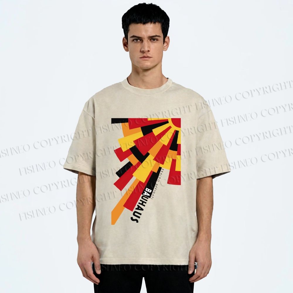 Unisex Radial Bauhaus Printed Washed Tee