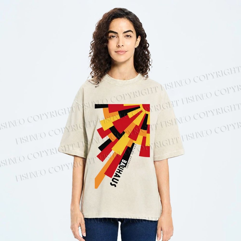 Unisex Radial Bauhaus Printed Washed Tee