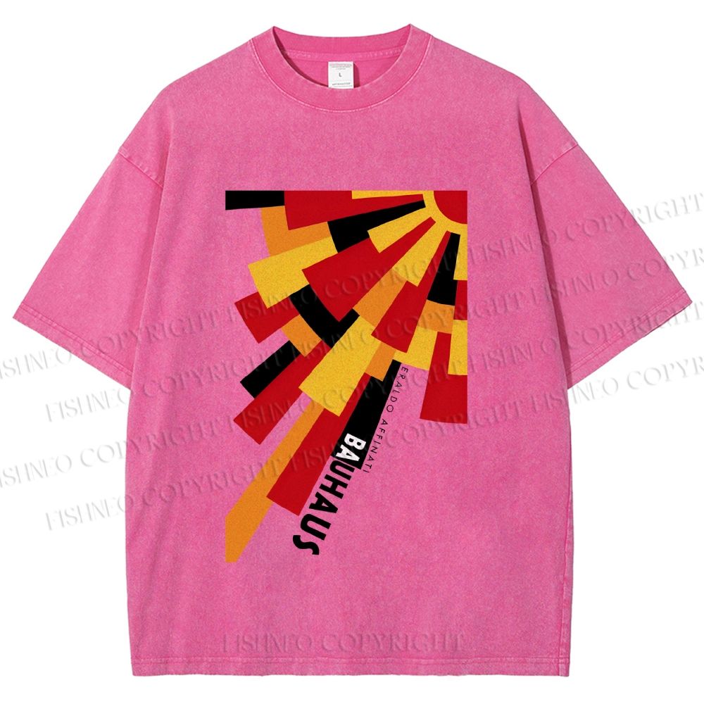 Unisex Radial Bauhaus Printed Washed Tee