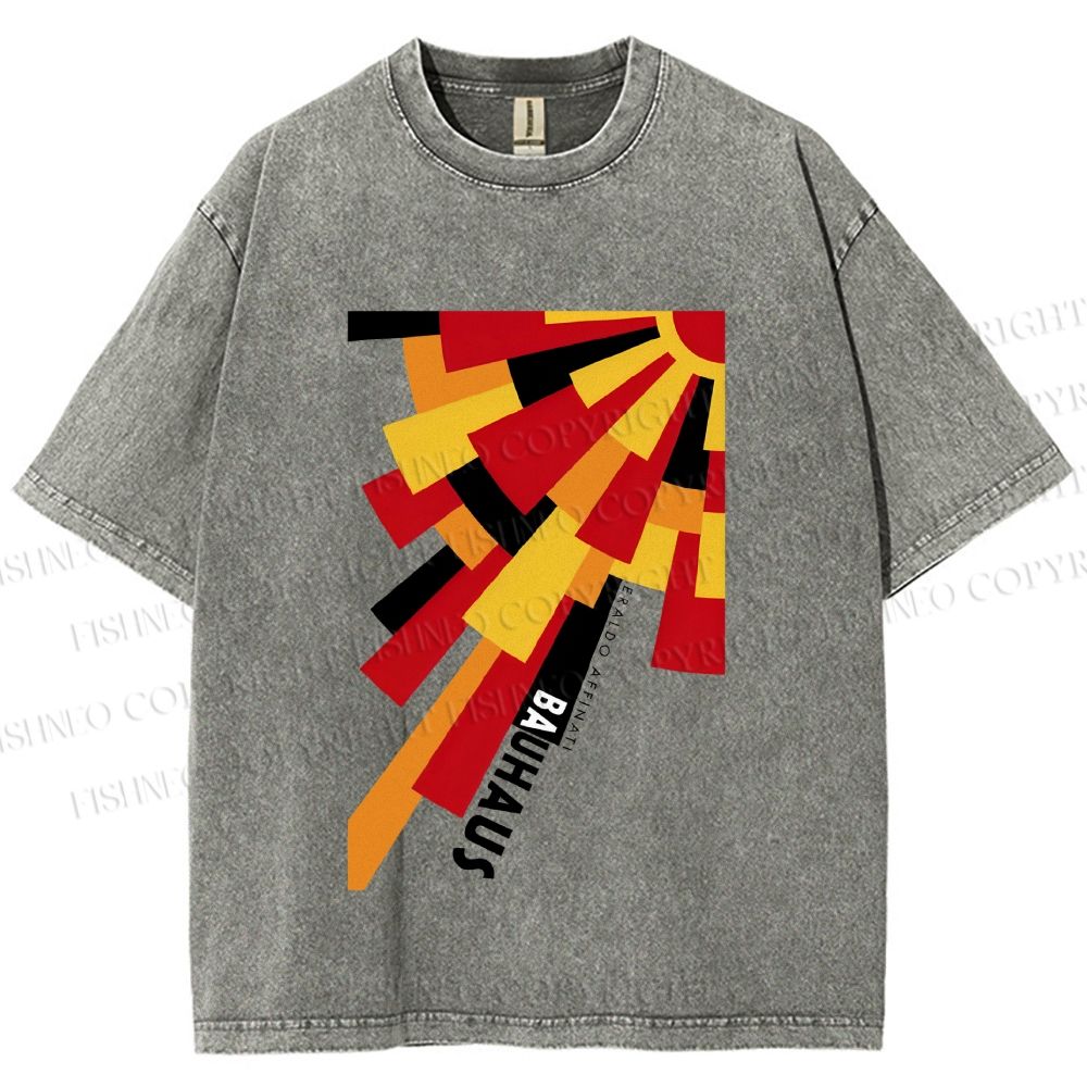 Unisex Radial Bauhaus Printed Washed Tee