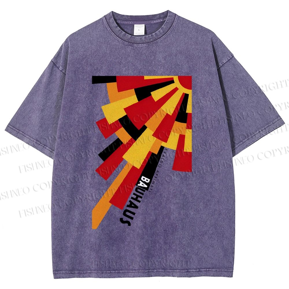 Unisex Radial Bauhaus Printed Washed Tee