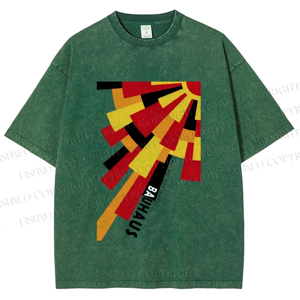 Unisex Radial Bauhaus Printed Washed Tee