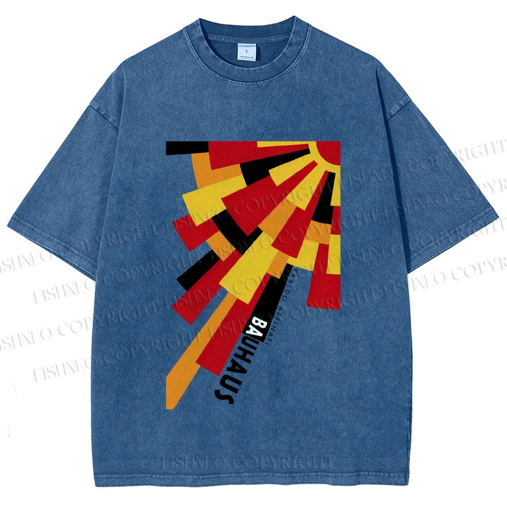 Unisex Radial Bauhaus Printed Washed Tee