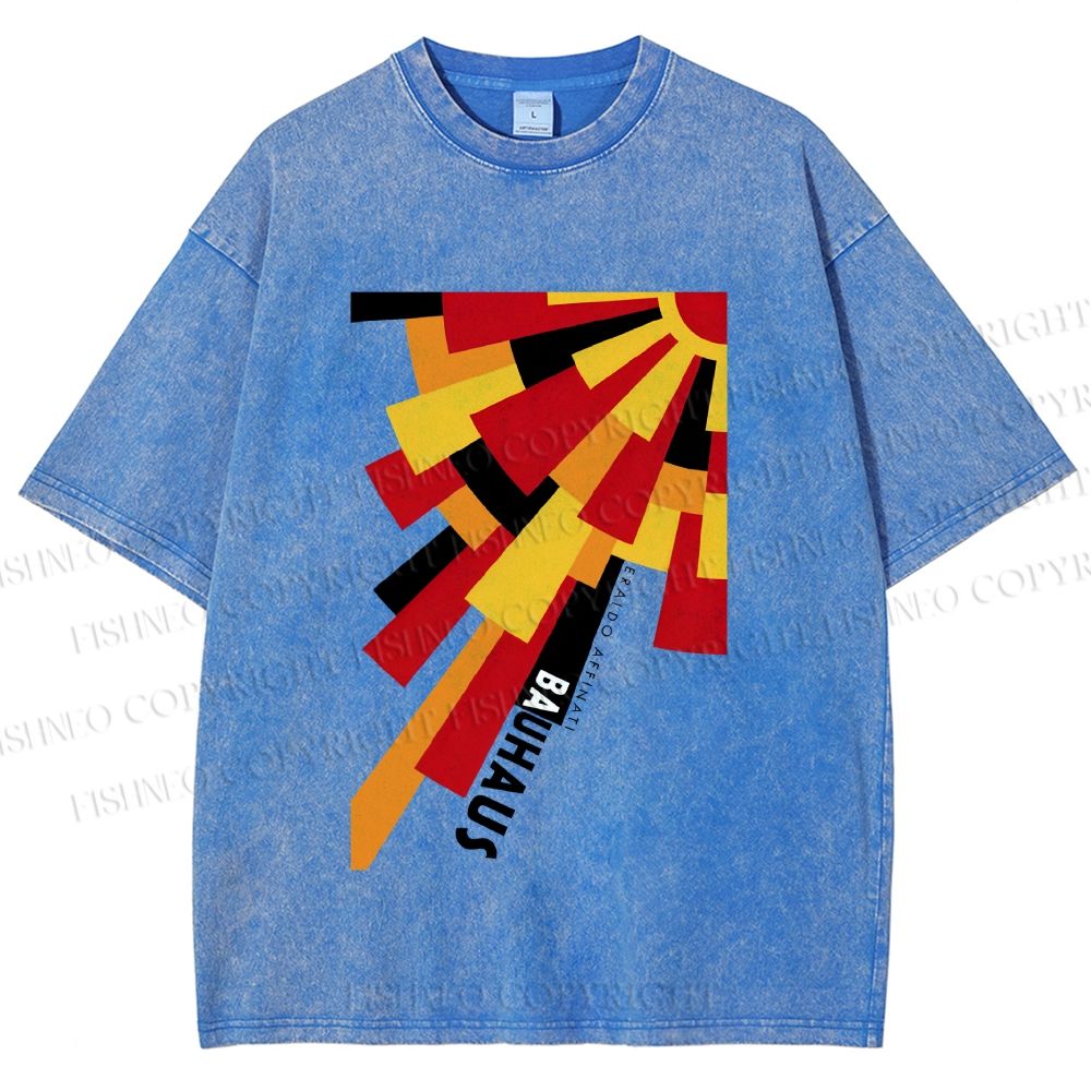 Unisex Radial Bauhaus Printed Washed Tee