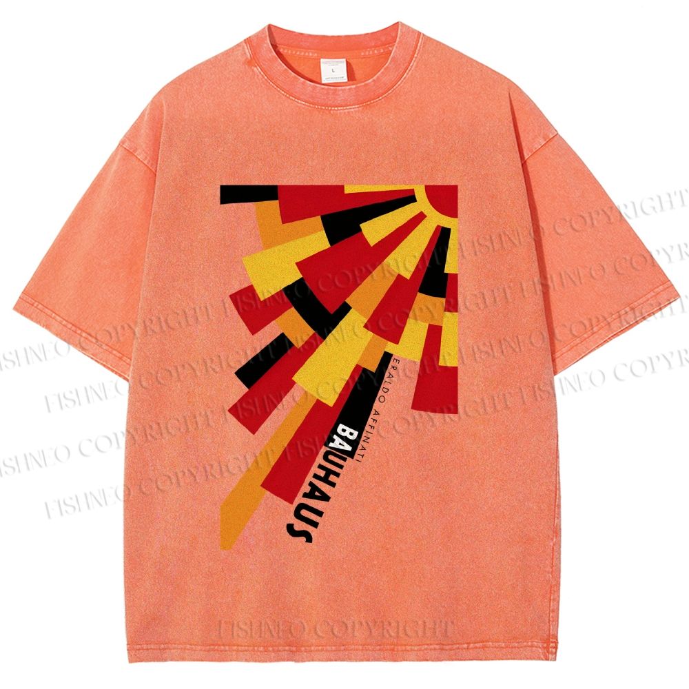 Unisex Radial Bauhaus Printed Washed Tee