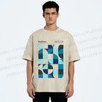 Unisex Blue Bauhaus Printed Washed Tee