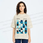 Unisex Blue Bauhaus Printed Washed Tee