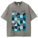 Unisex Blue Bauhaus Printed Washed Tee