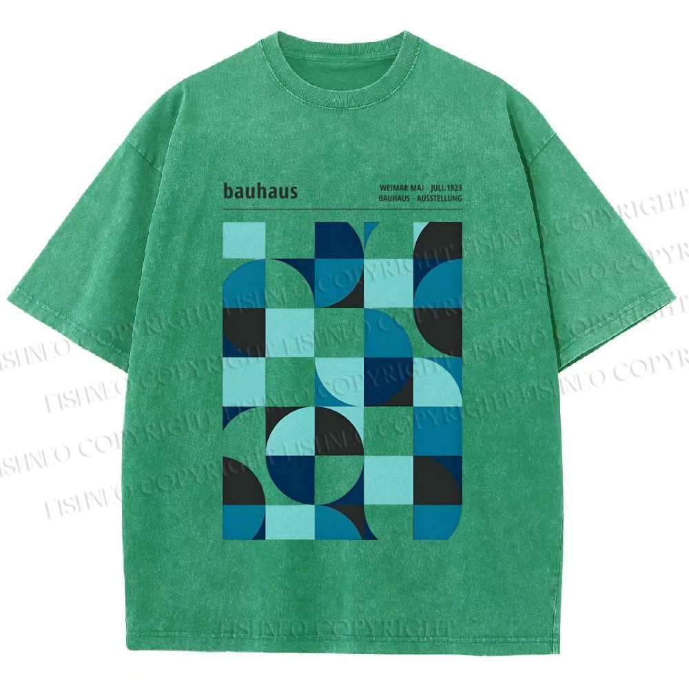 Unisex Blue Bauhaus Printed Washed Tee