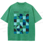 Unisex Blue Bauhaus Printed Washed Tee