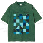 Unisex Blue Bauhaus Printed Washed Tee
