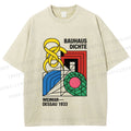 Unisex Bauhaus Design Printed Washed Tee