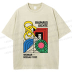 Unisex Bauhaus Design Printed Washed Tee