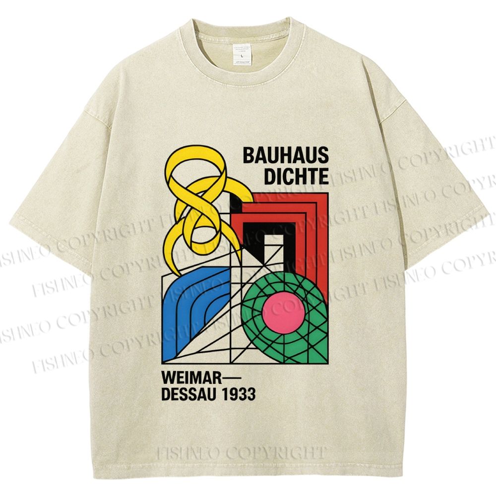 Unisex Bauhaus Design Printed Washed Tee