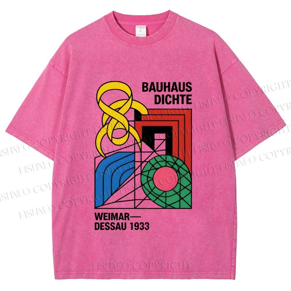 Unisex Bauhaus Design Printed Washed Tee