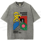 Unisex Bauhaus Design Printed Washed Tee
