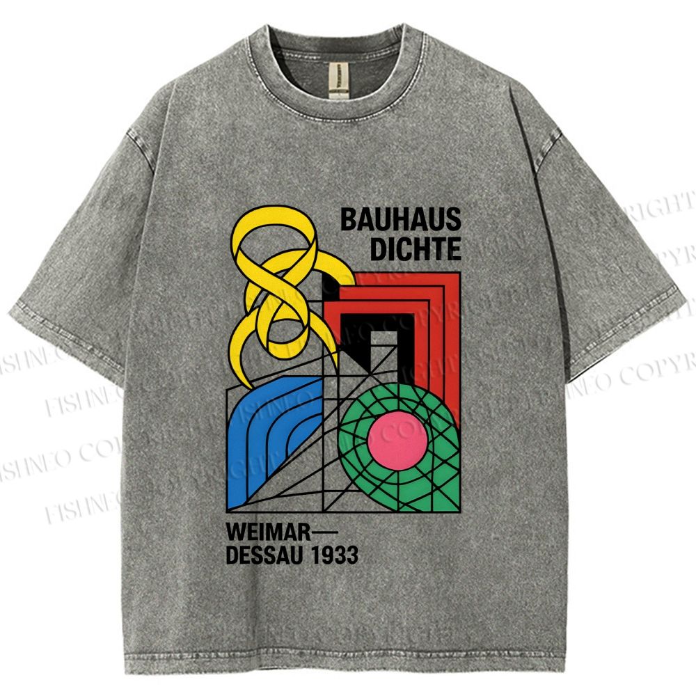 Unisex Bauhaus Design Printed Washed Tee