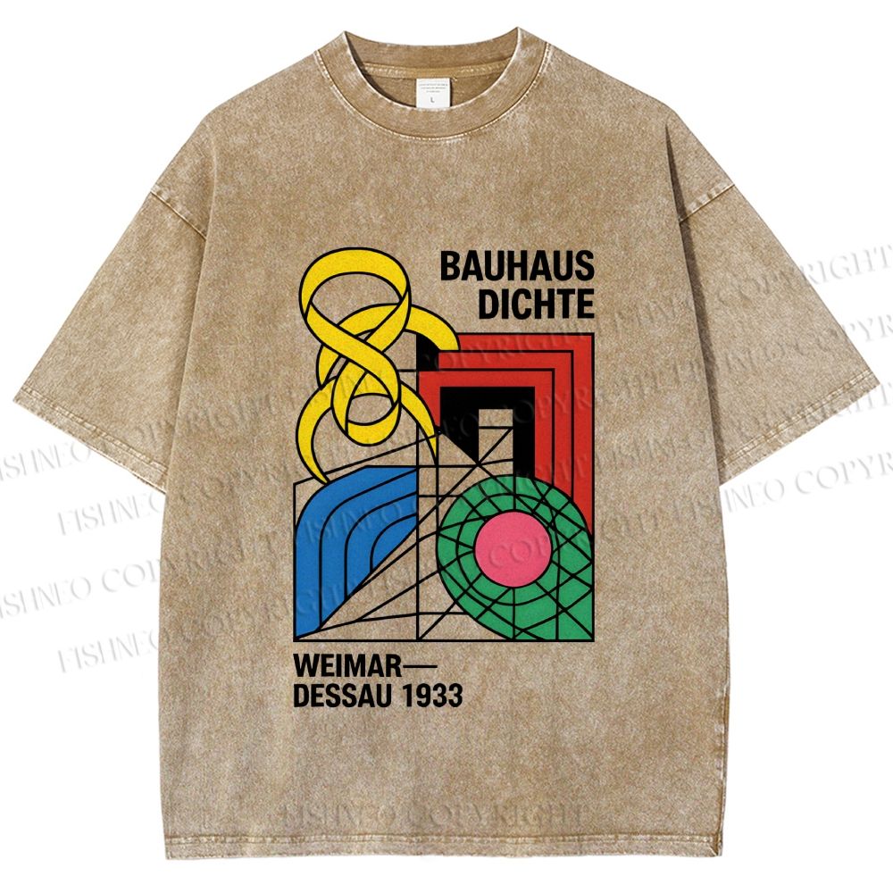 Unisex Bauhaus Design Printed Washed Tee