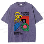 Unisex Bauhaus Design Printed Washed Tee